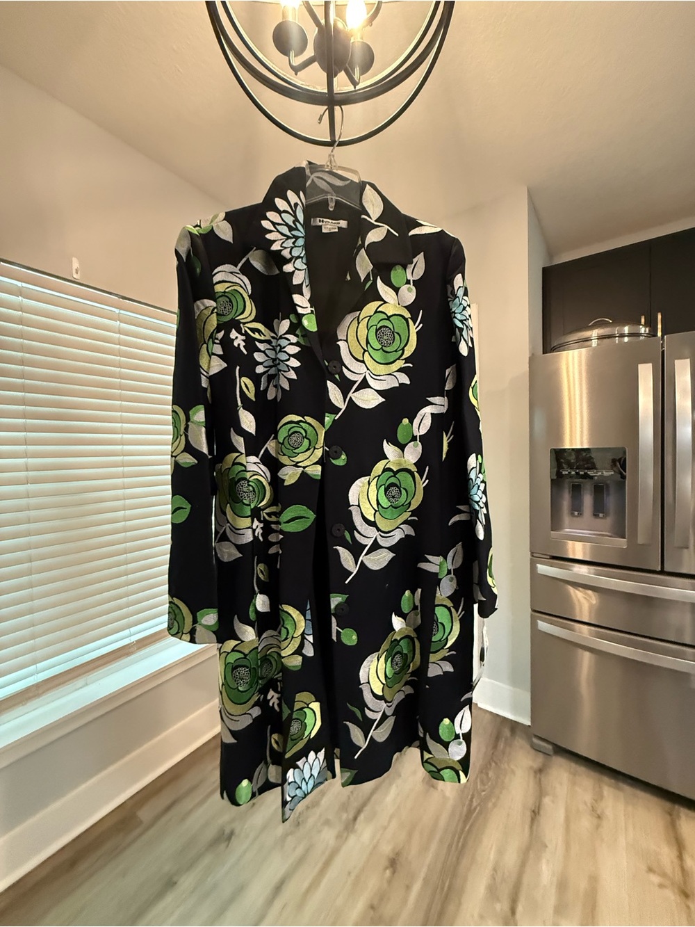 Nygard Dark Navy Floral Embroidered Trench Coat Lined (NEW w/ tags)